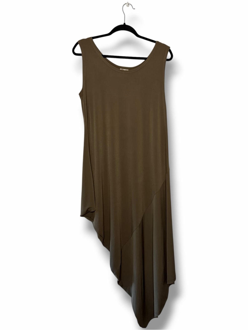 Planet by Lauren G Olive Brown Asymmetrical Sleeveless Dress Minimal Size 6